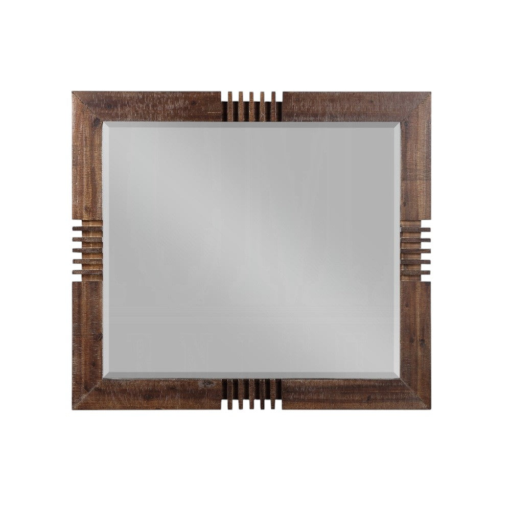 Reclaimed Oak Finish Rectangular Mirror-Mirrors-DECOROLALA