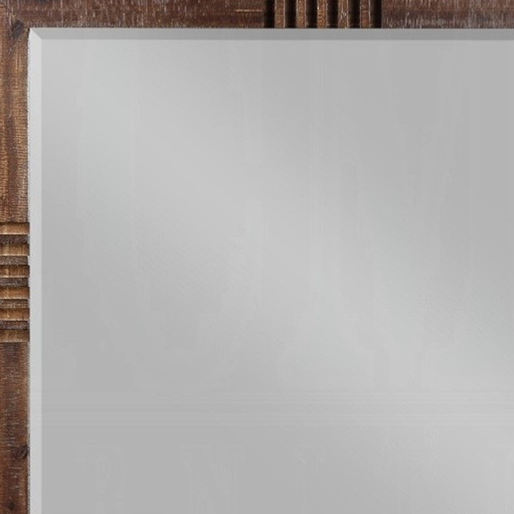 Reclaimed Oak Finish Rectangular Mirror-Mirrors-DECOROLALA