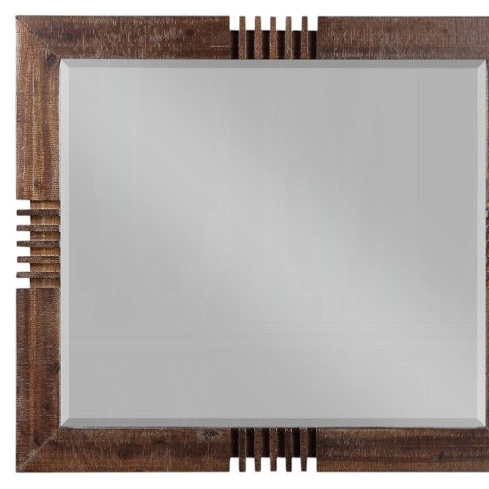 Reclaimed Oak Finish Rectangular Mirror-Mirrors-DECOROLALA