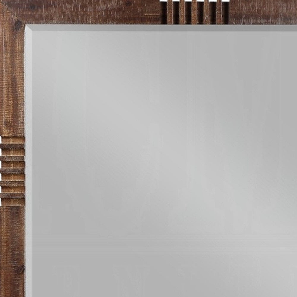 Reclaimed Oak Finish Rectangular Mirror-Mirrors-DECOROLALA
