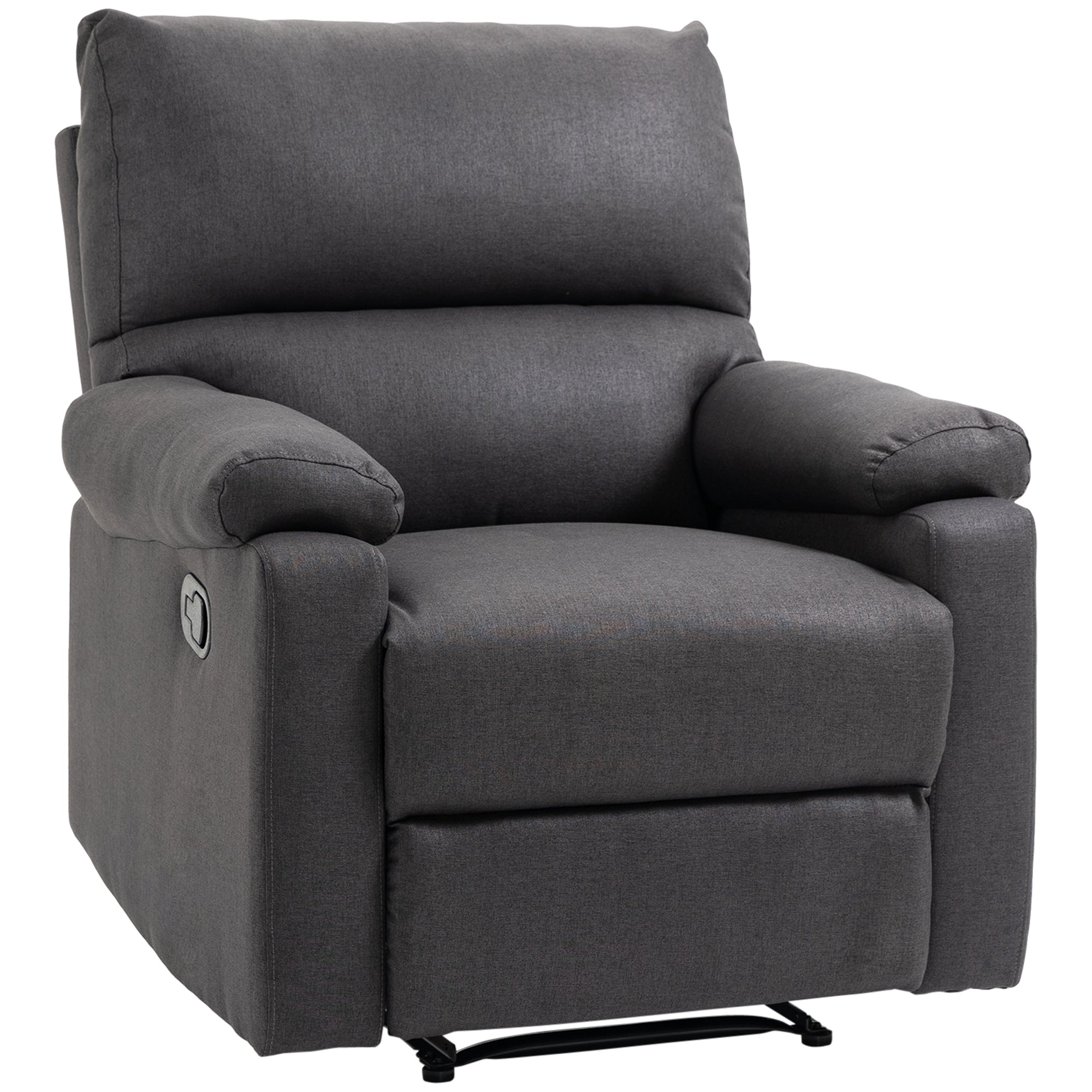 Recliner Chair, Manual Reclining with Footrest, Dark Grey, Living Room-DECOROLALA