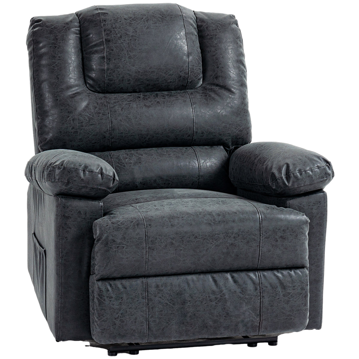 Recliner Chair PU Leather Black Manual Footrest-DECOROLALA
