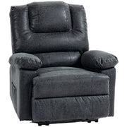 Recliner Chair PU Leather Black Manual Footrest-DECOROLALA