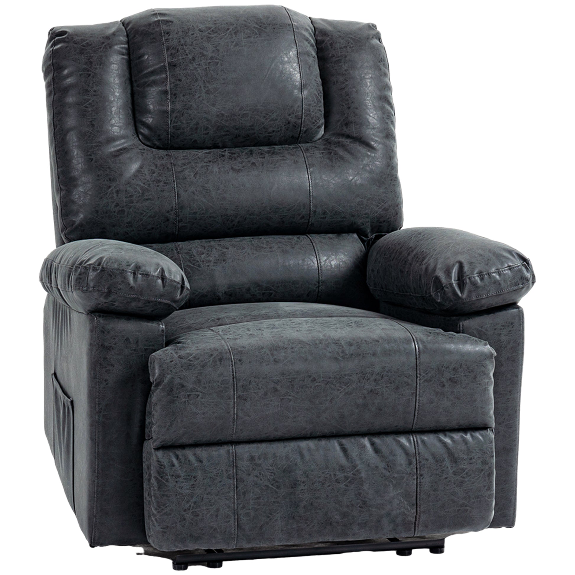 Recliner Chair PU Leather Black Manual Footrest-DECOROLALA