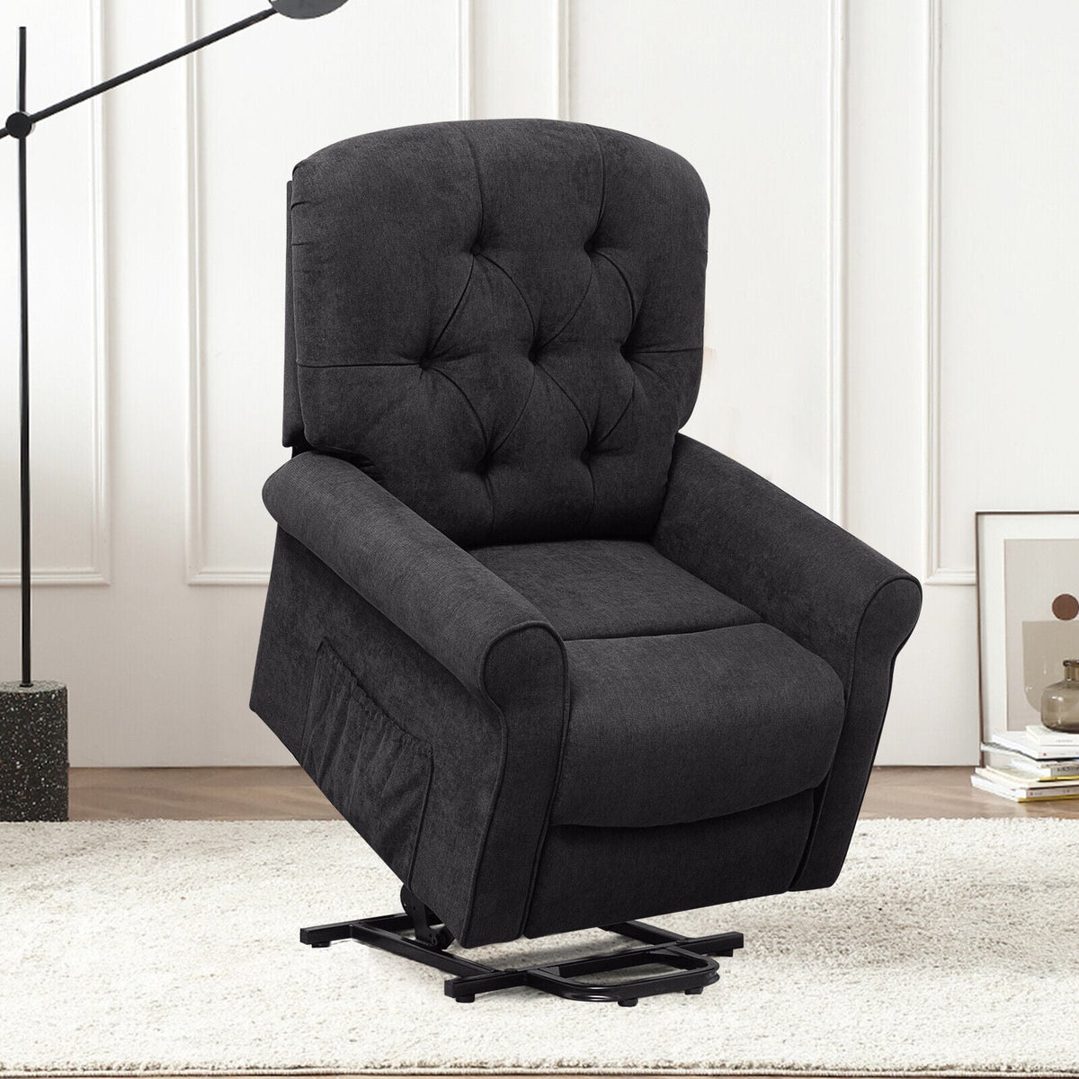 Recliner Chair Sofa for Elderly with Side Pocket and Remote Control-Black-Recliners-DECOROLALA