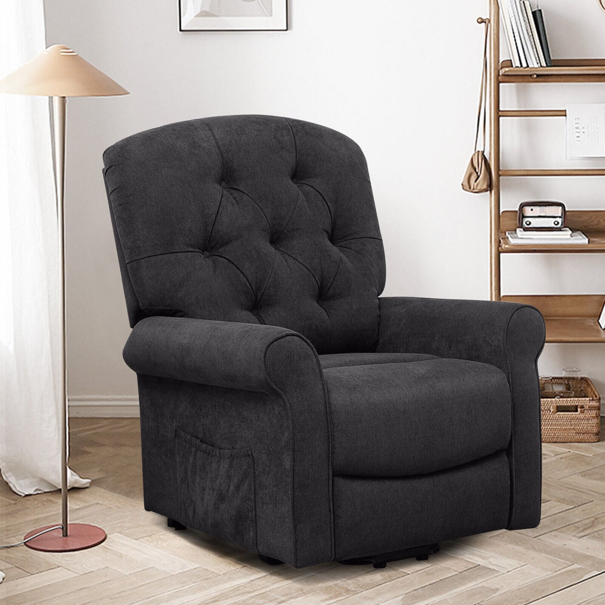 Recliner Chair Sofa for Elderly with Side Pocket and Remote Control-Black-Recliners-DECOROLALA