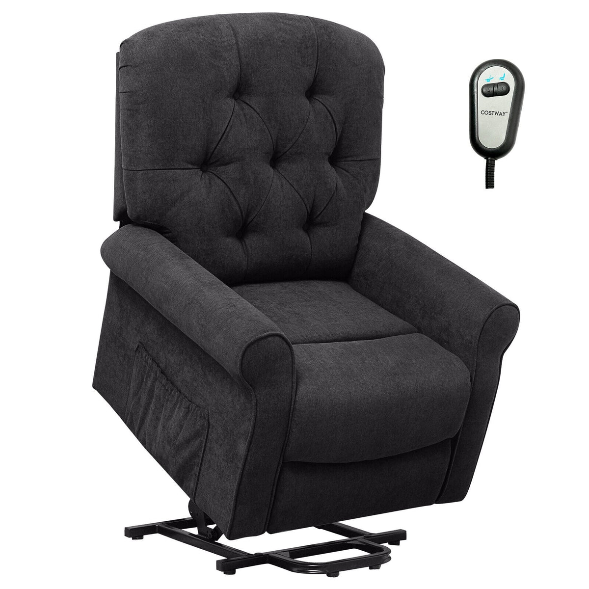 Recliner Chair Sofa for Elderly with Side Pocket and Remote Control-Black-Recliners-DECOROLALA