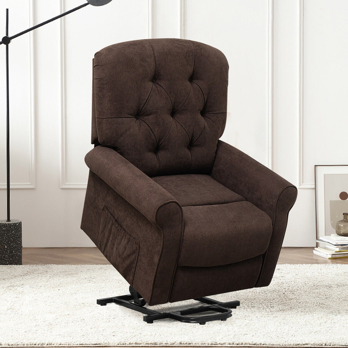 Recliner Chair Sofa for Elderly with Side Pocket and Remote Control-Brown-Recliners-DECOROLALA