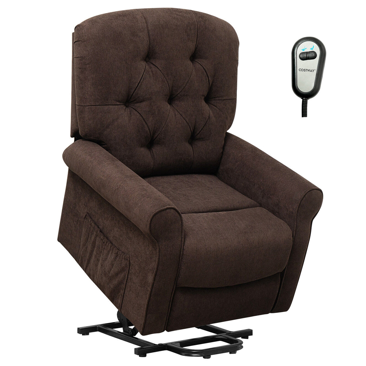 Recliner Chair Sofa for Elderly with Side Pocket and Remote Control-Brown-Recliners-DECOROLALA