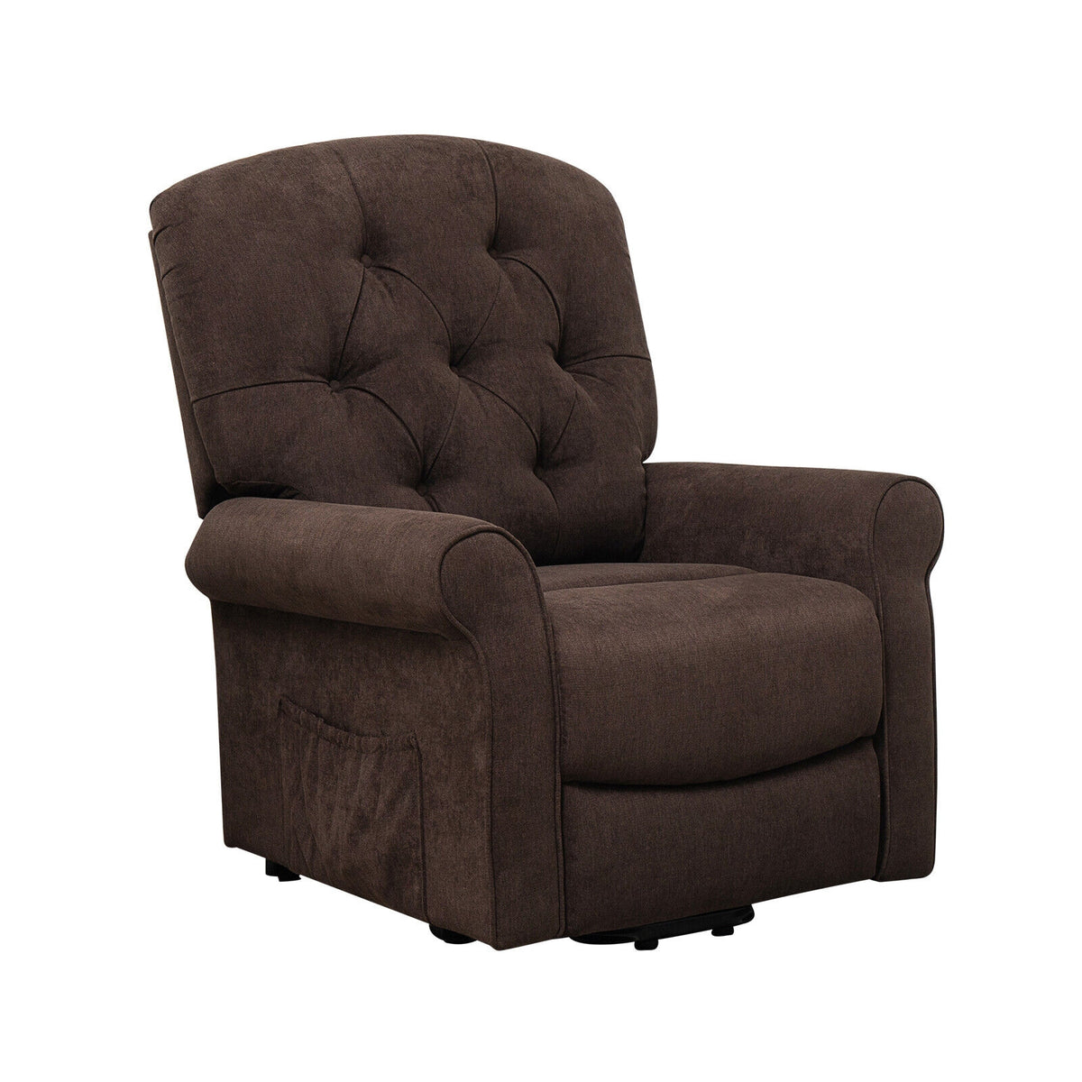 Recliner Chair Sofa for Elderly with Side Pocket and Remote Control-Brown-Recliners-DECOROLALA