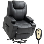 Recliner Lift Chair, PU Leather, High Back, Remote, Footrest, Black-DECOROLALA