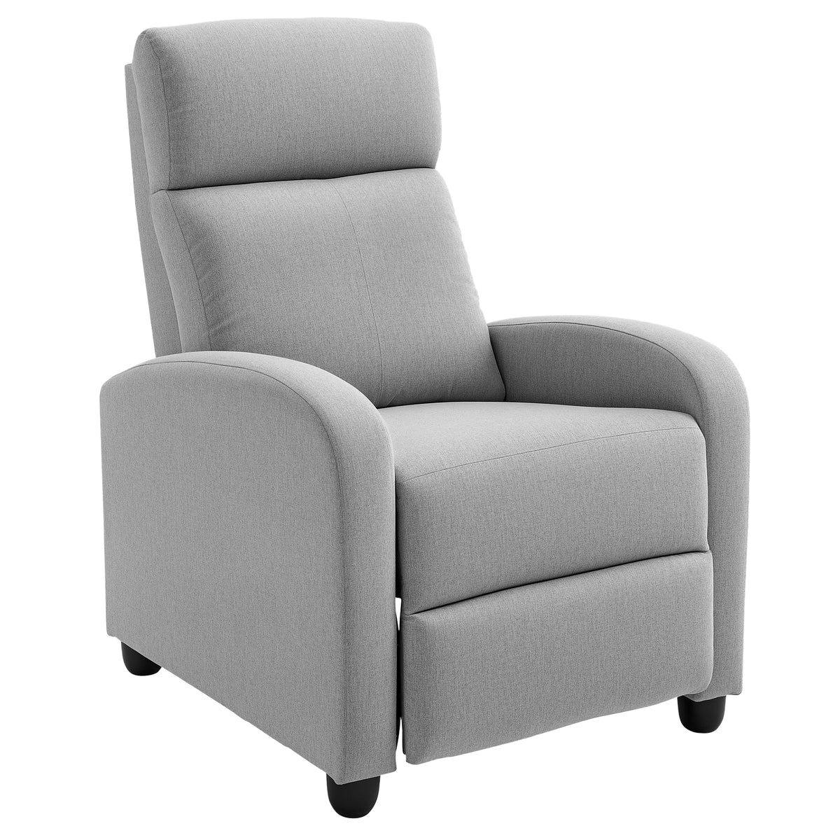 Recliner Sofa Armchair, Single Light Grey Linen-Touch Home Theater Seating-DECOROLALA