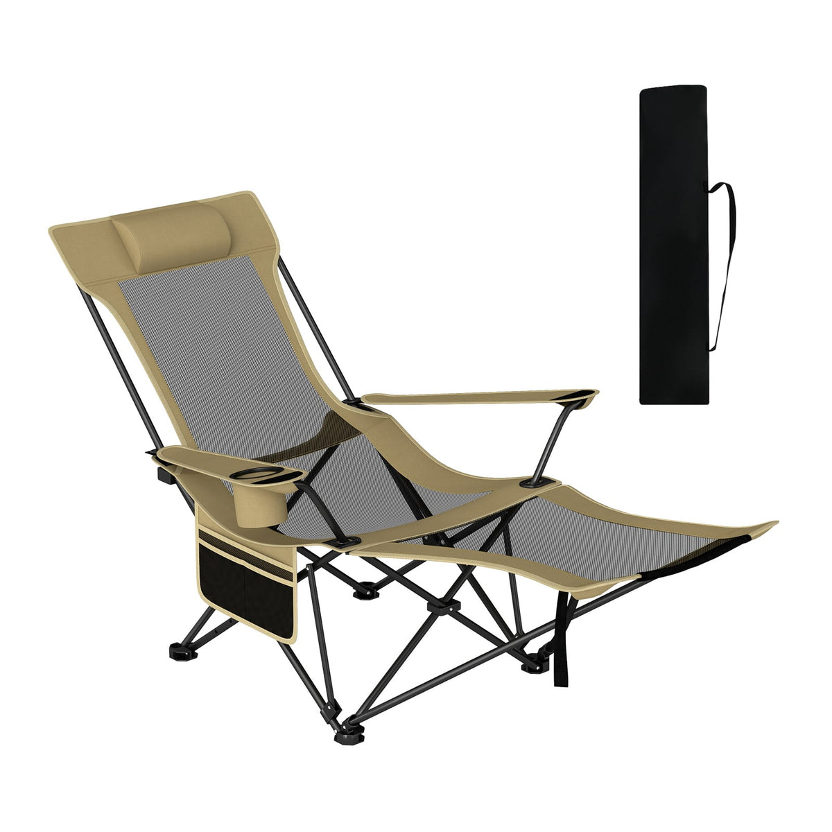 Reclining Camping Chair with Removable Footrest and Adjustable Backrest-Green-Camping Furniture-DECOROLALA