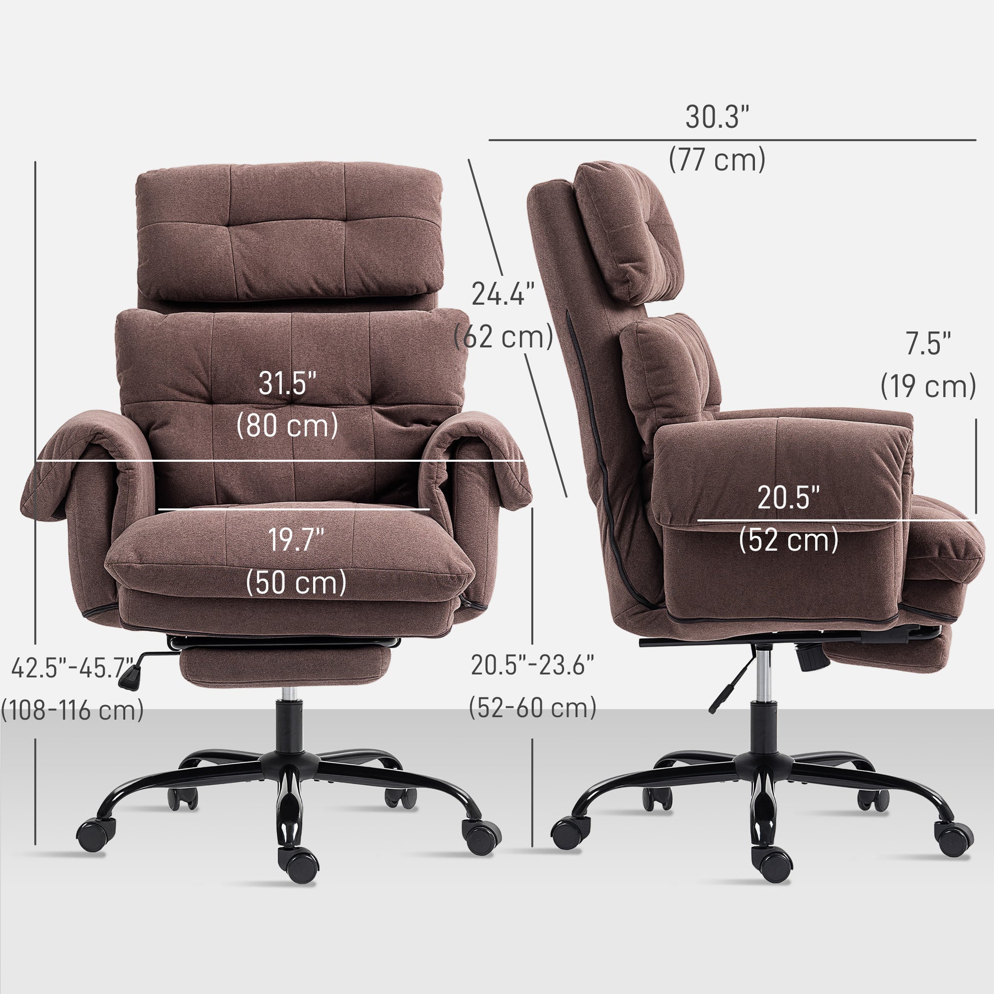 Reclining Ergonomic Office Chair with Footrest - Coffee Brown-Office Products > Office Furniture > Office Chairs-DECOROLALA