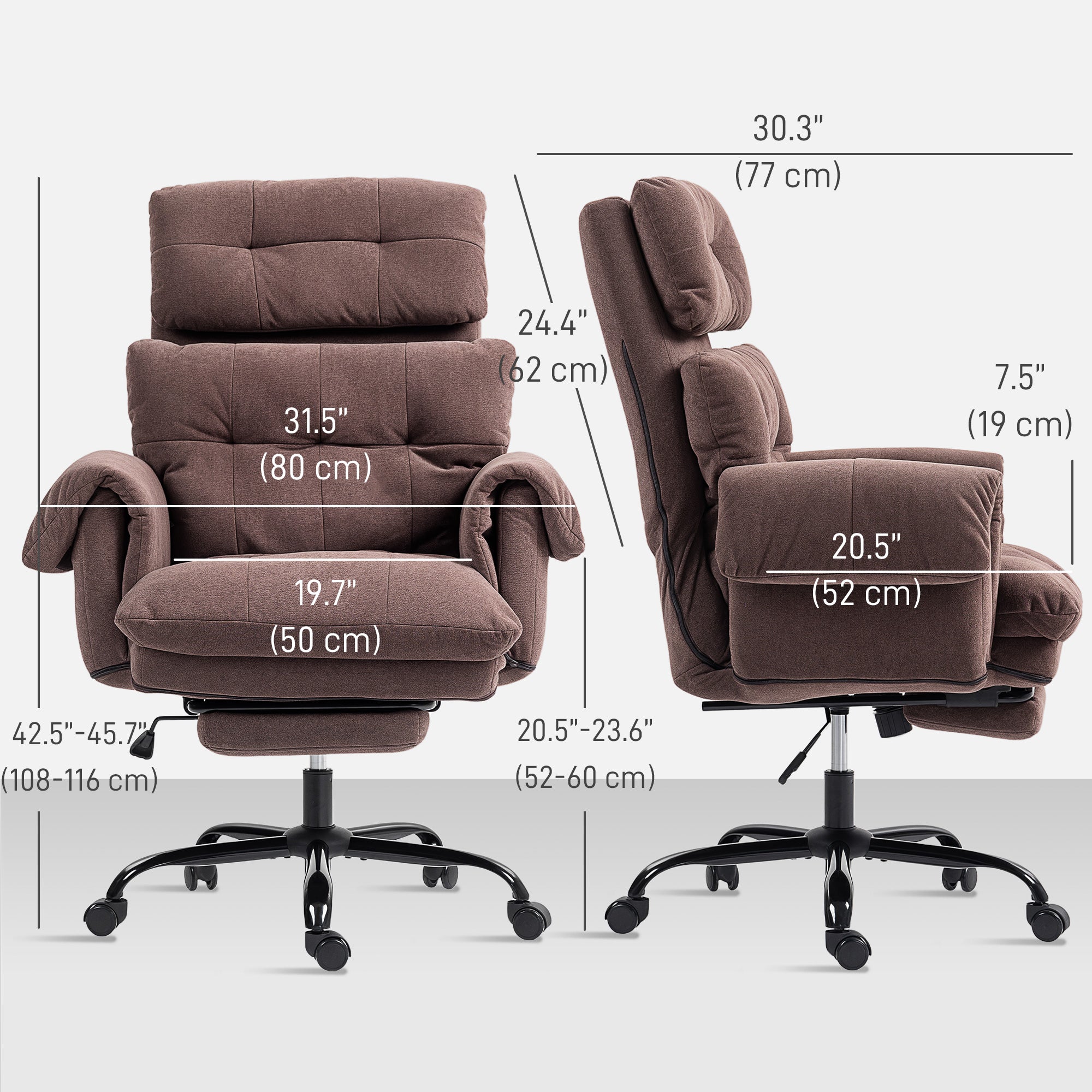 Reclining Ergonomic Office Chair with Footrest - Coffee Brown-Office Products > Office Furniture > Office Chairs-DECOROLALA