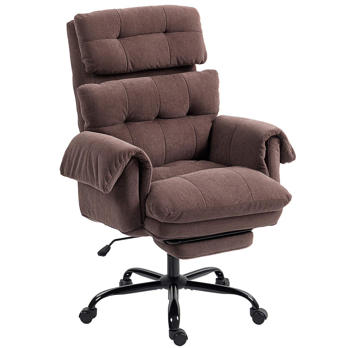 Reclining Ergonomic Office Chair with Footrest - Coffee Brown-Office Products > Office Furniture > Office Chairs-DECOROLALA