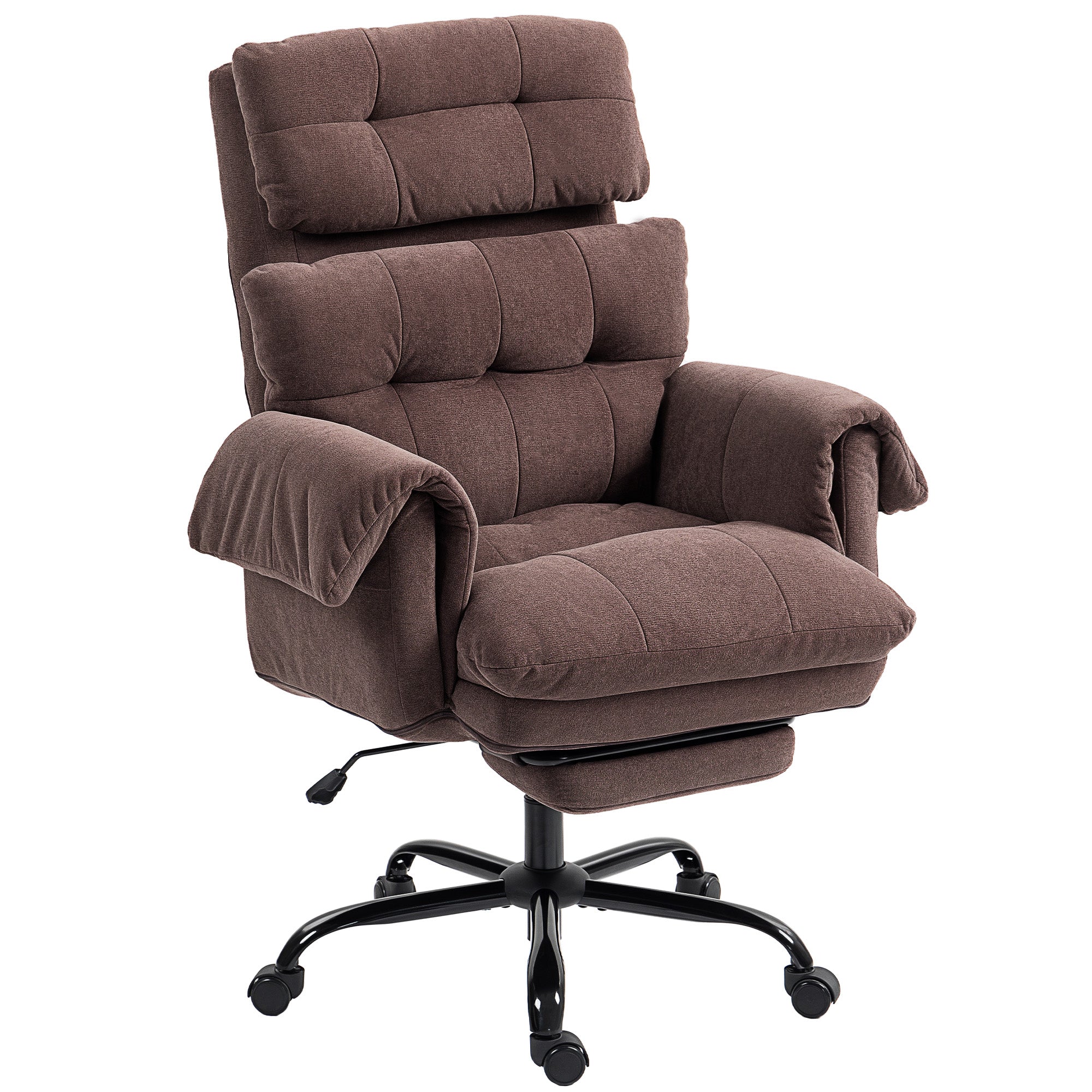 Reclining Ergonomic Office Chair with Footrest - Coffee Brown-Office Products > Office Furniture > Office Chairs-DECOROLALA