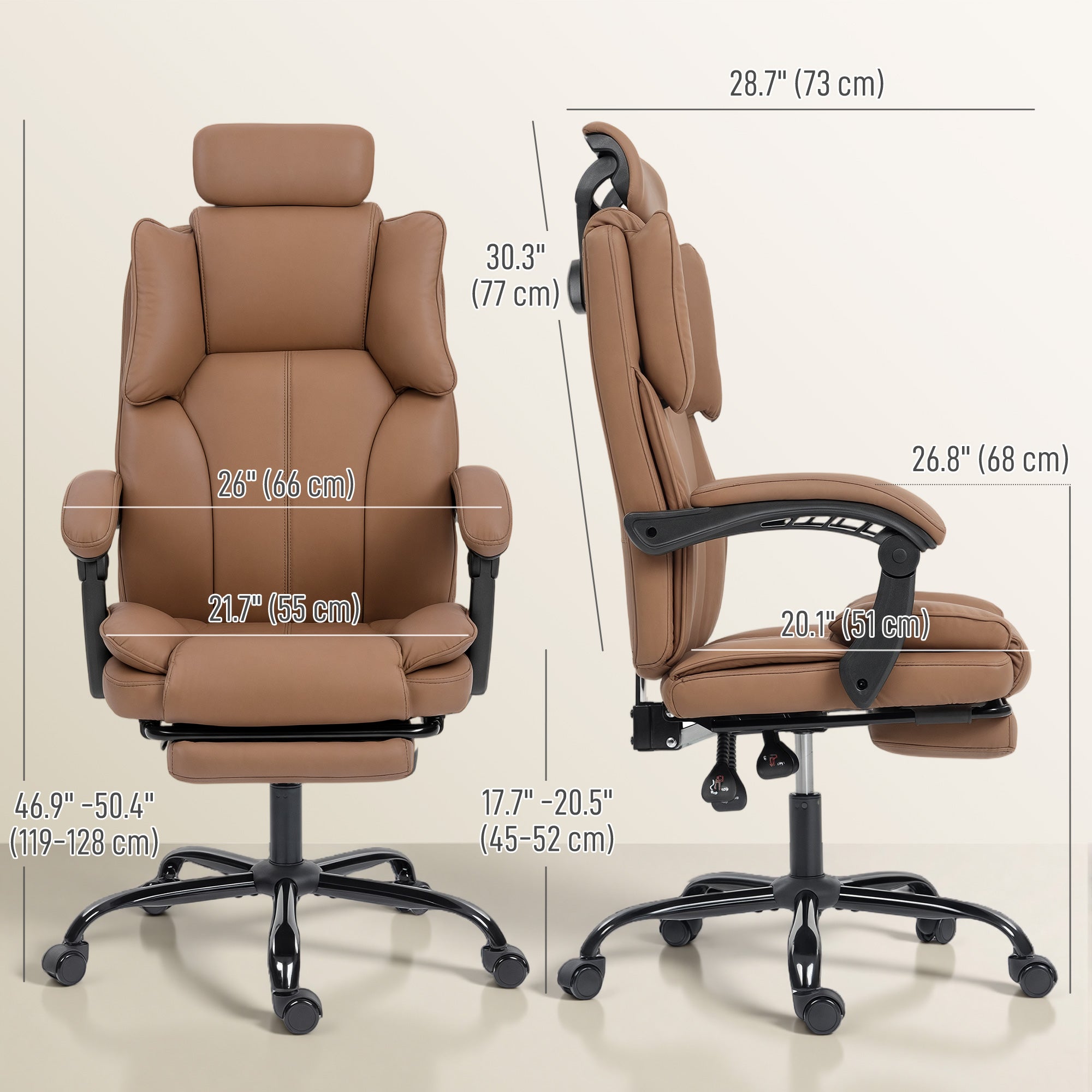 Reclining Executive Office Chair - Pet-Friendly Brown Fabric-DECOROLALA
