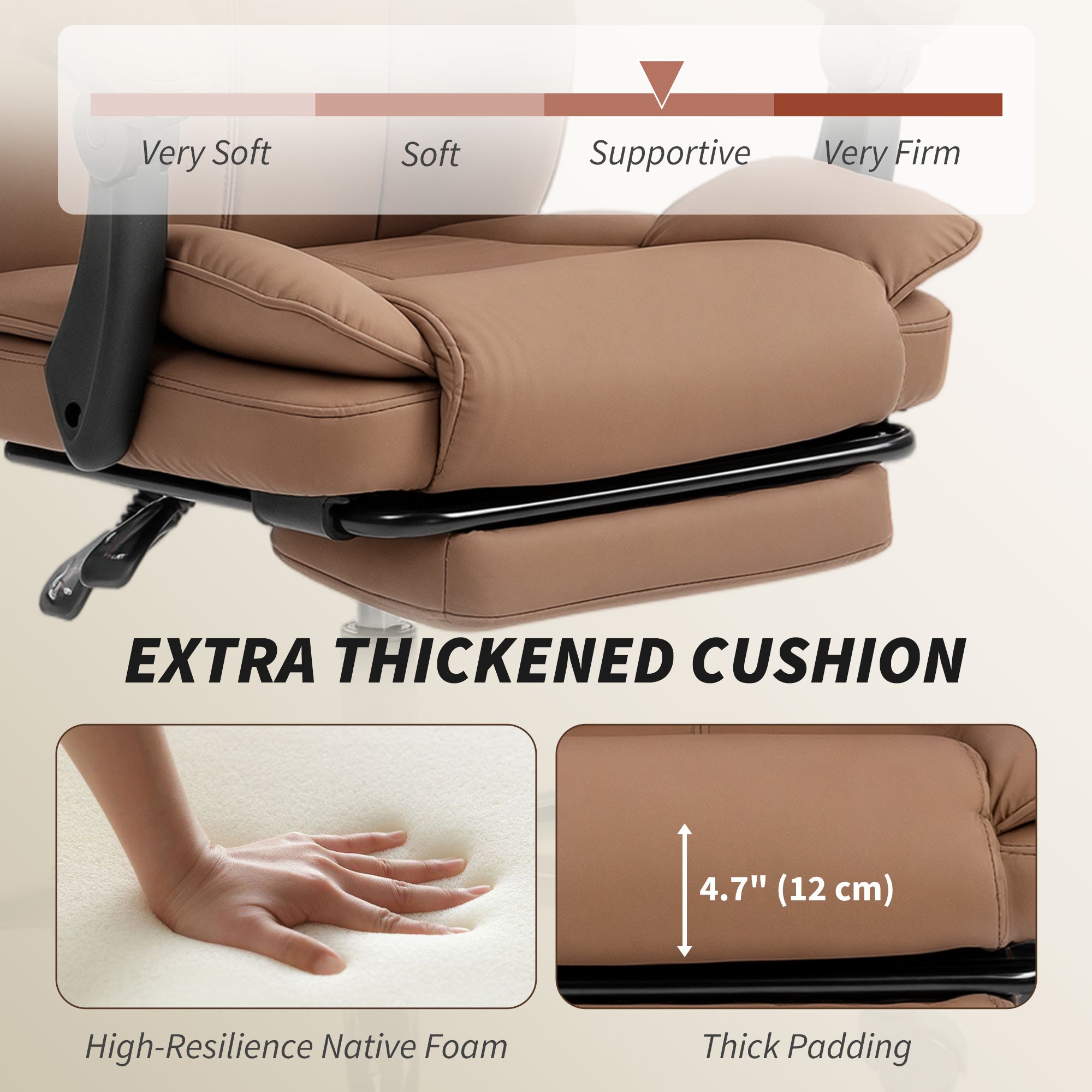 Reclining Executive Office Chair - Pet-Friendly Brown Fabric-DECOROLALA