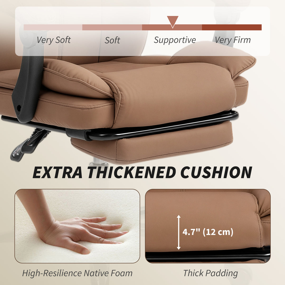 Reclining Executive Office Chair - Pet-Friendly Brown Fabric-DECOROLALA
