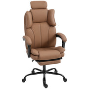 Reclining Executive Office Chair - Pet-Friendly Brown Fabric-DECOROLALA