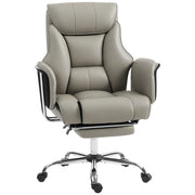 Reclining Executive Office Chair with Footrest - Grey-DECOROLALA