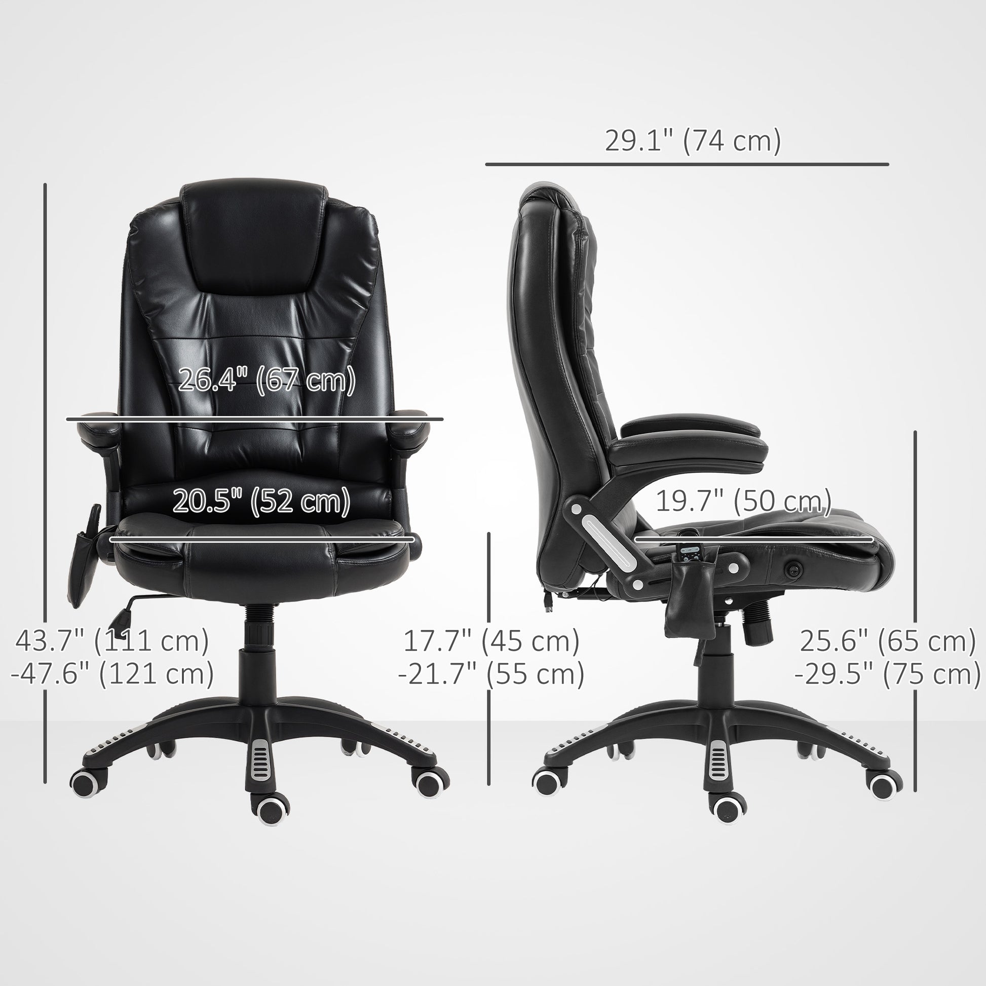 Reclining Massage Executive Office Chair - Black PU Leather-DECOROLALA