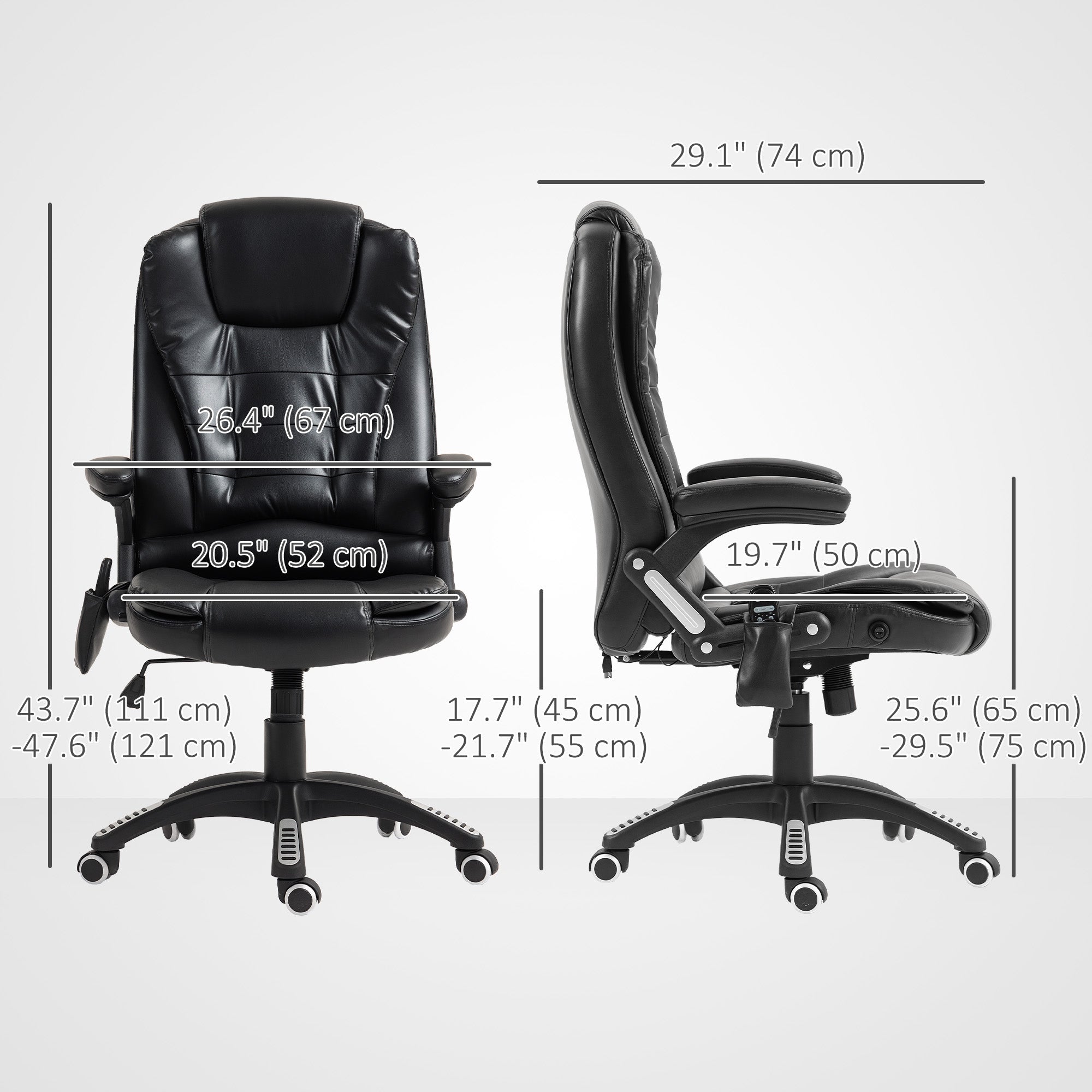 Reclining Massage Executive Office Chair - Black PU Leather-DECOROLALA