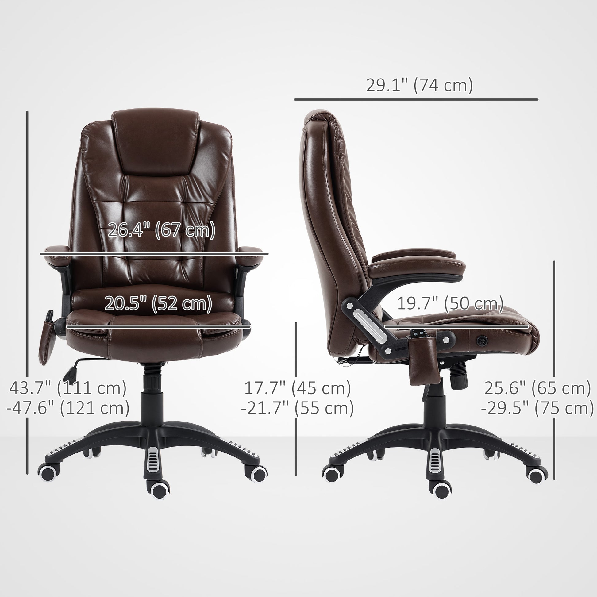 Reclining Massage Office Chair, Executive Office Chair with High Back, Swivel Wheels, Dark Brown-Office Products > Office Furniture > Office Chairs-DECOROLALA
