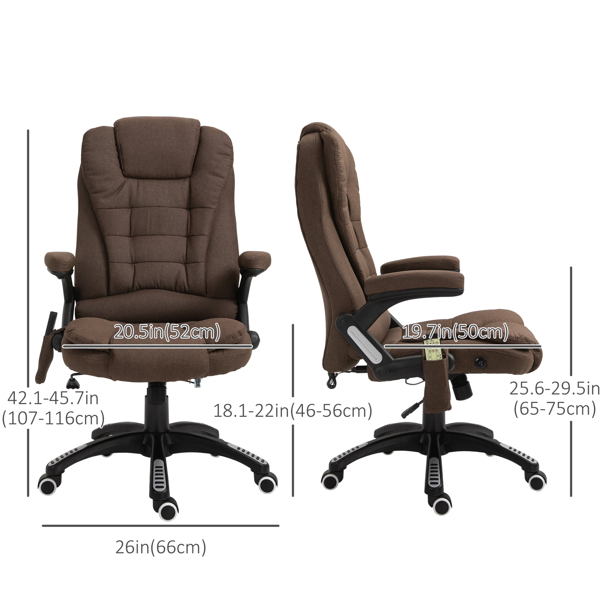 Reclining Massage Office Chair, Brown, High Back, Swivel, 130¡ Recline-DECOROLALA