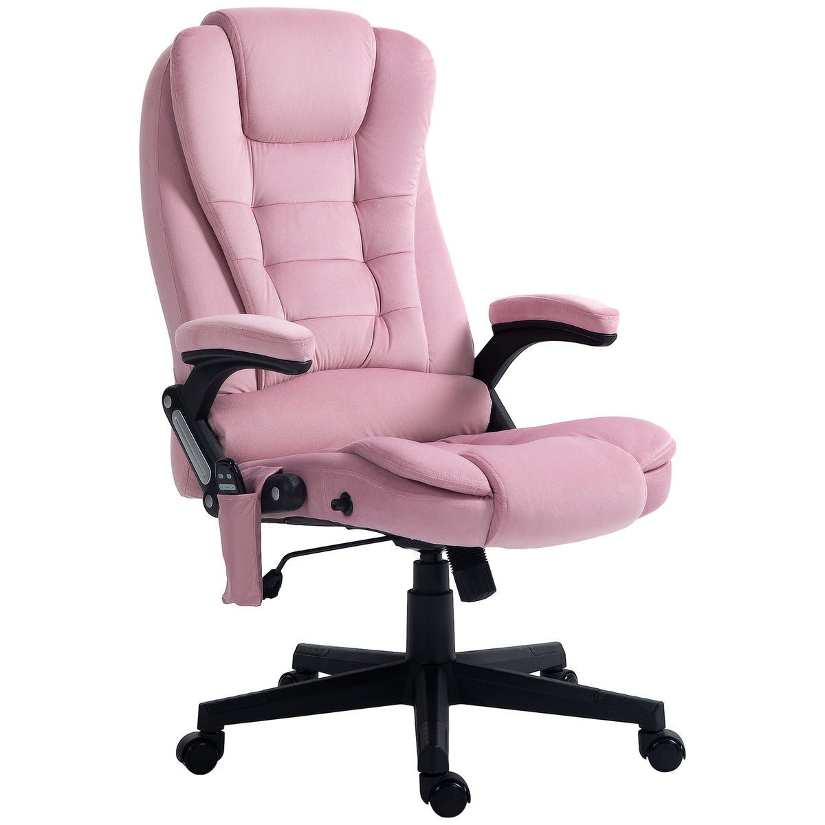 Reclining Massage Office Chair, Pink High-Back, 6 Massage Points, Swivel Wheels-DECOROLALA