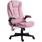 Reclining Massage Office Chair, Pink High-Back, 6 Massage Points, Swivel Wheels-DECOROLALA