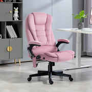 Reclining Massage Office Chair, Pink High-Back, 6 Massage Points, Swivel Wheels-DECOROLALA
