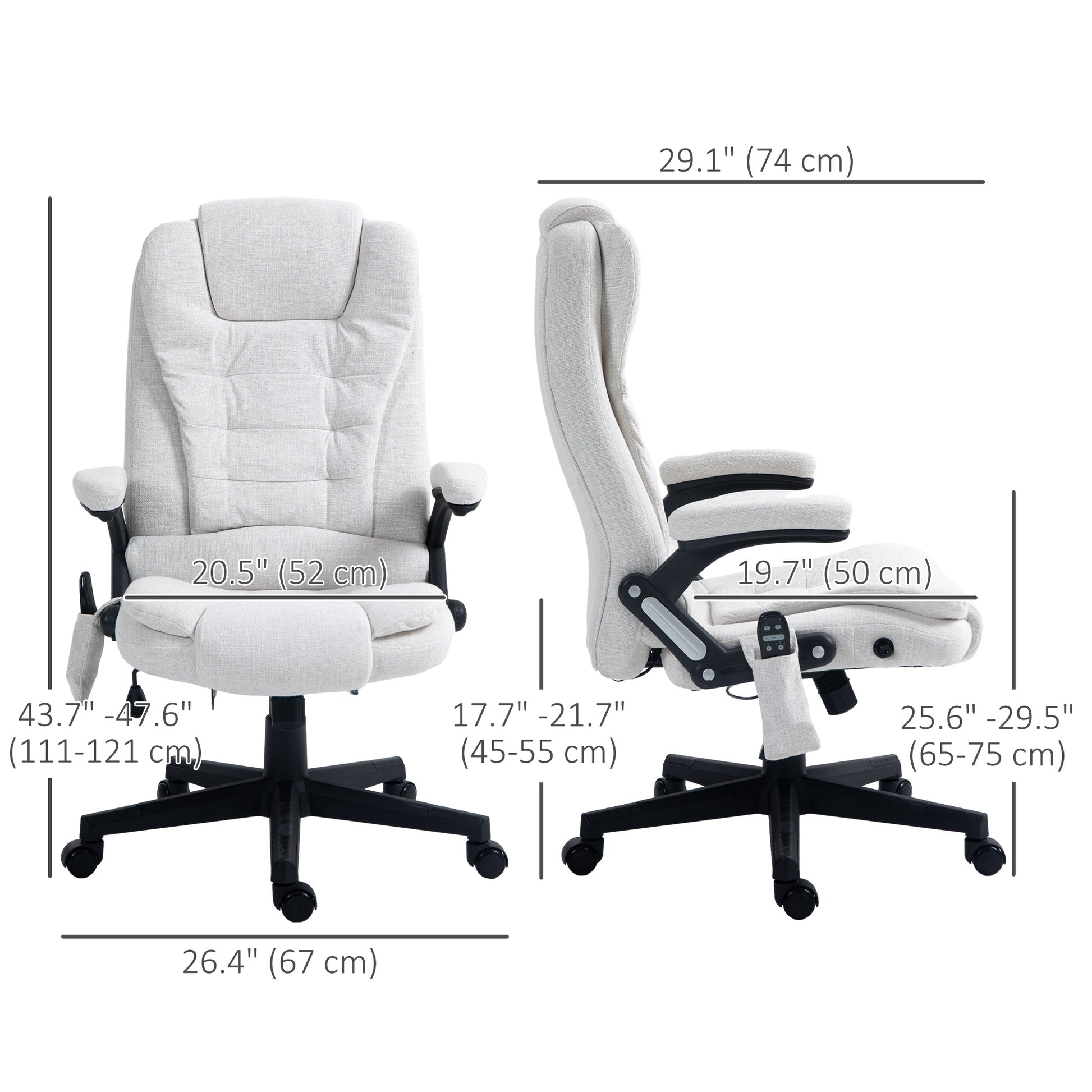 Reclining Massage Office Chair, White, 6 Massage Points, 130¡ Recline-DECOROLALA