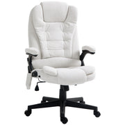 Reclining Massage Office Chair, White, 6 Massage Points, 130¡ Recline-DECOROLALA