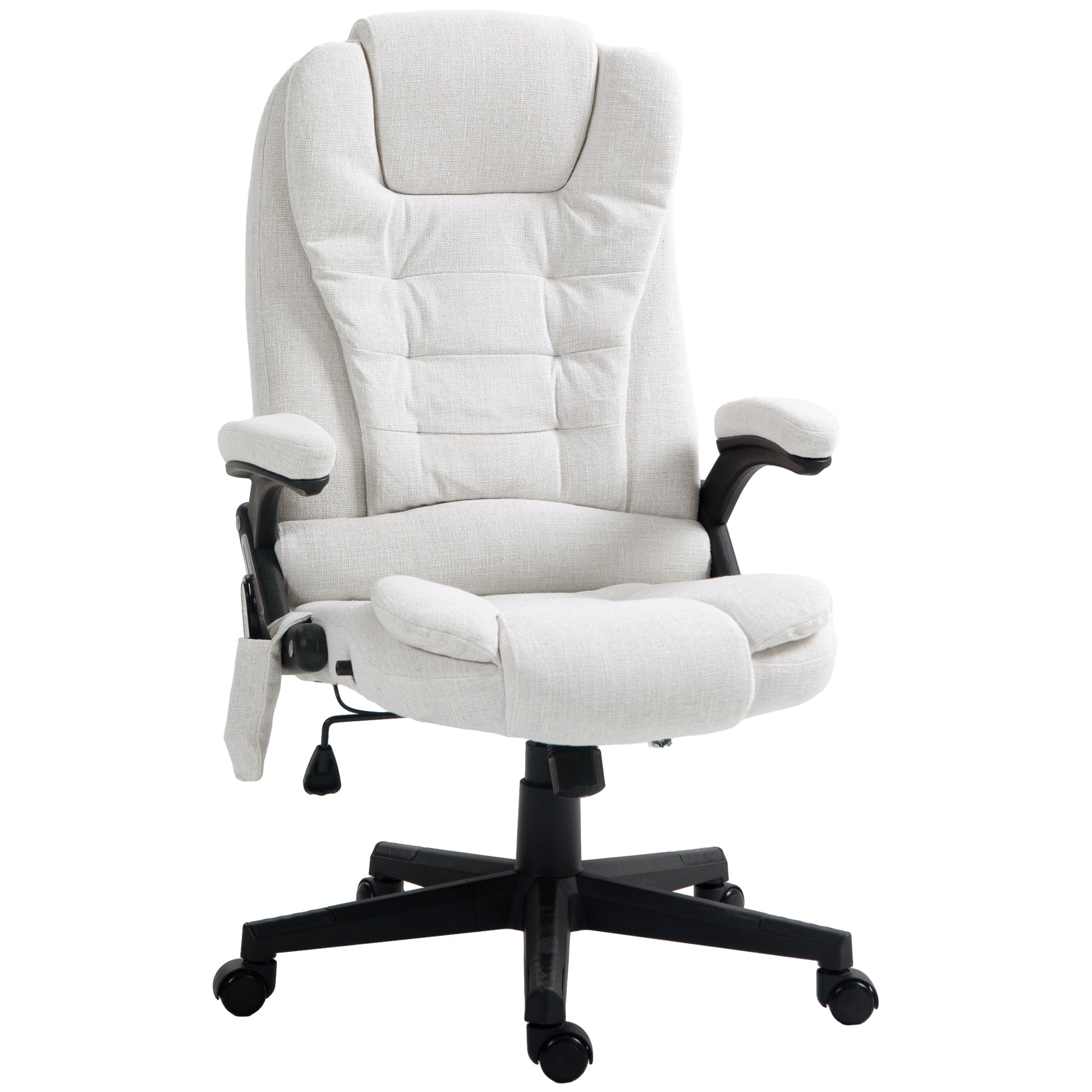 Reclining Massage Office Chair, White, 6 Massage Points, 130¡ Recline-DECOROLALA