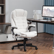 Reclining Massage Office Chair, White, 6 Massage Points, 130¡ Recline-DECOROLALA