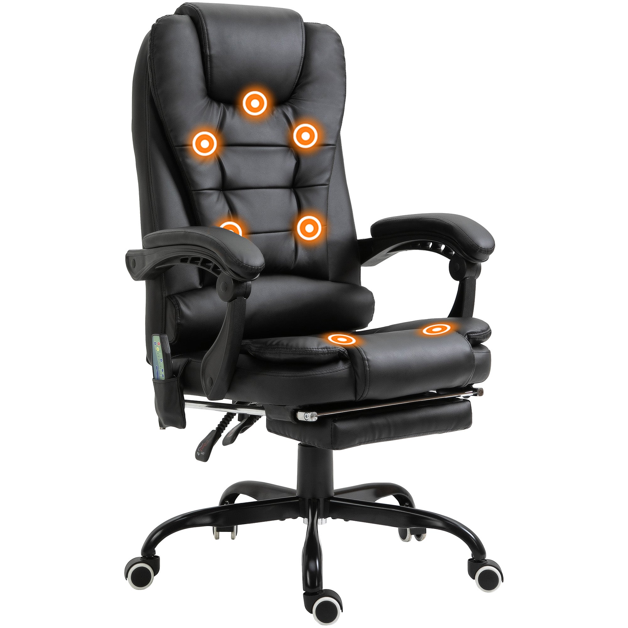 Reclining Office Chair - Black Massage Footrest-DECOROLALA