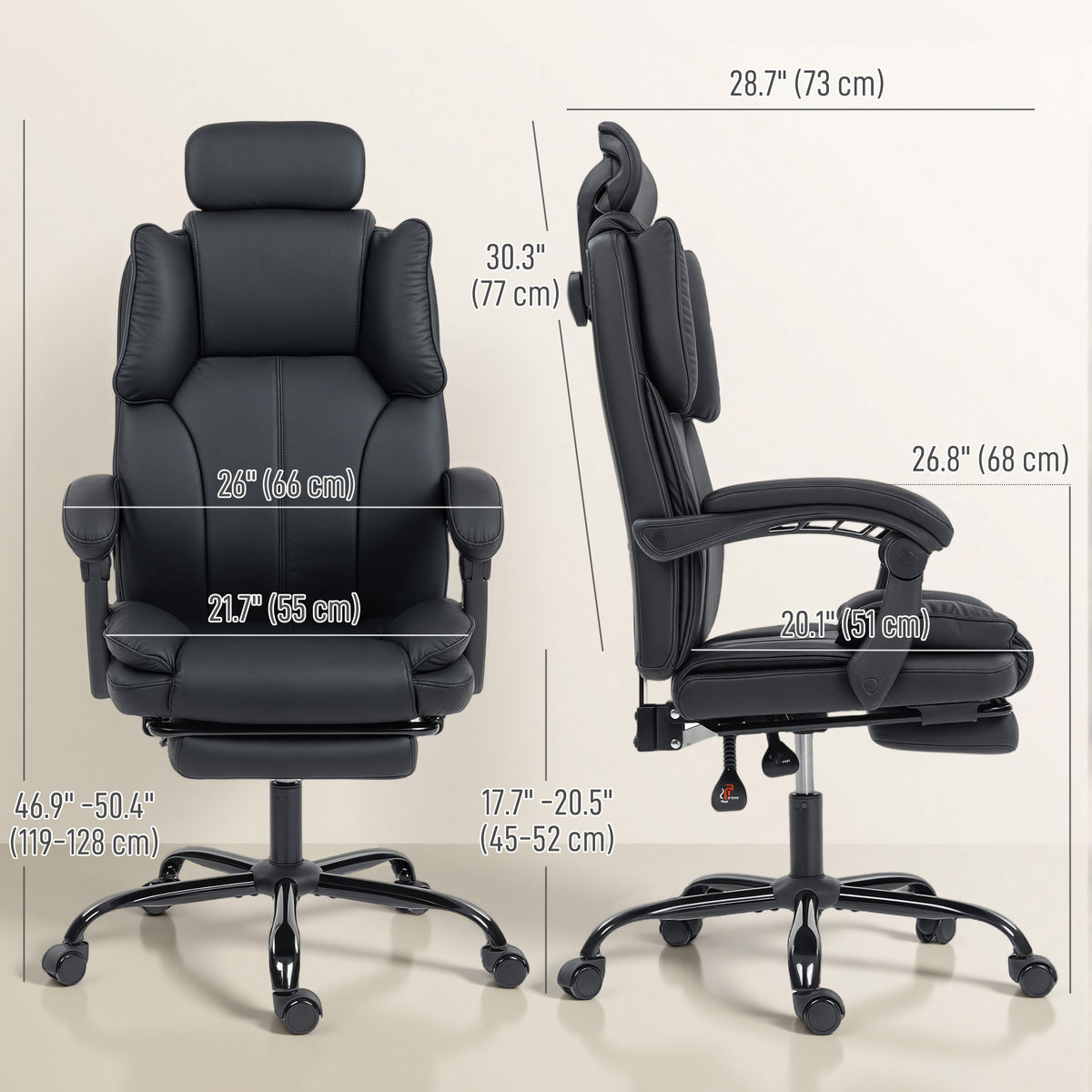 Reclining Office Chair - Pet-Friendly Fabric Black Footrest-Office Products > Office Furniture > Office Chairs > Executive & Manager Chairs-DECOROLALA
