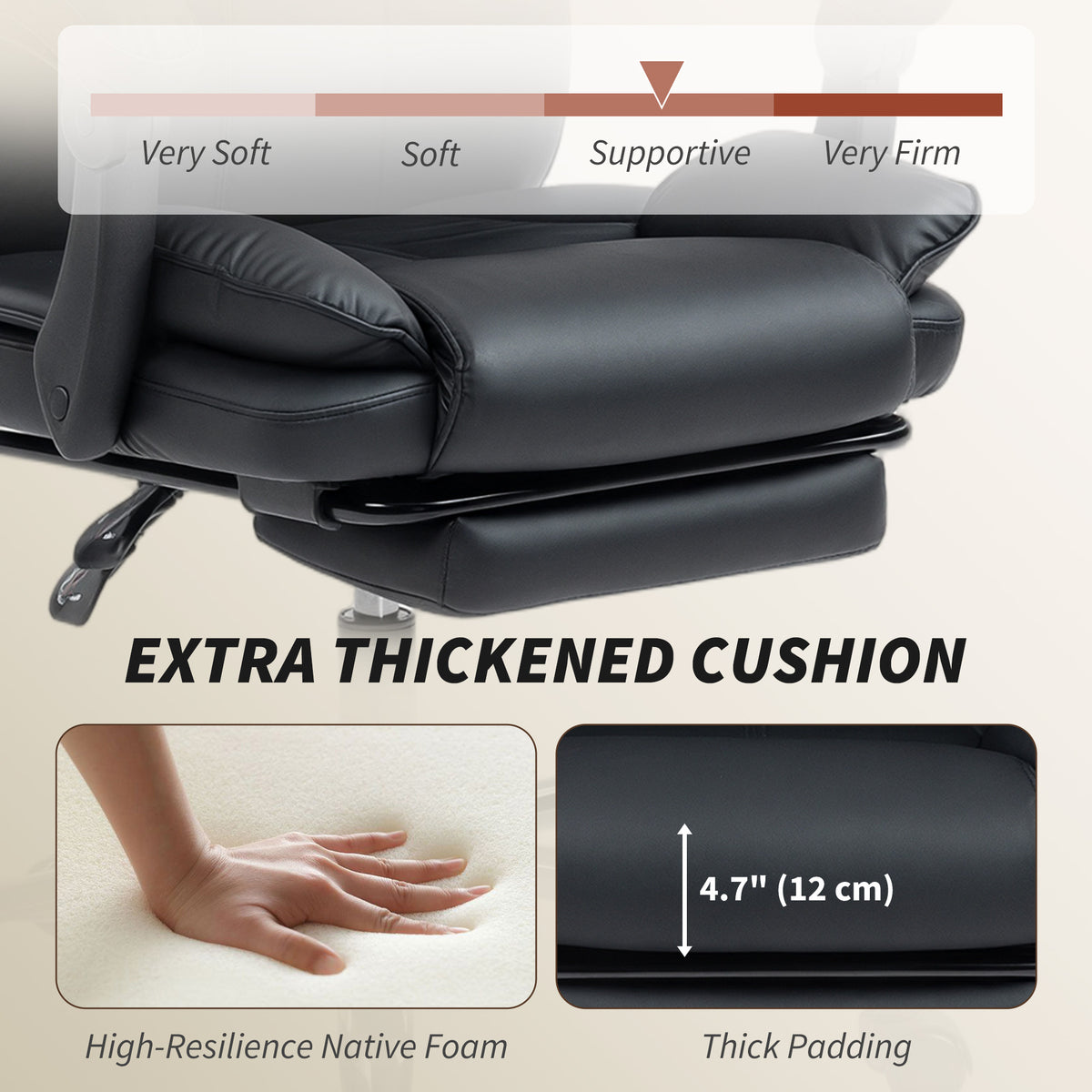 Reclining Office Chair - Pet-Friendly Fabric Black Footrest-Office Products > Office Furniture > Office Chairs > Executive & Manager Chairs-DECOROLALA
