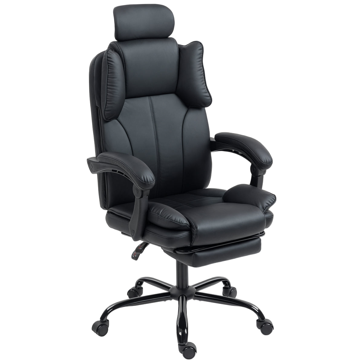 Reclining Office Chair - Pet-Friendly Fabric Black Footrest-Office Products > Office Furniture > Office Chairs > Executive & Manager Chairs-DECOROLALA