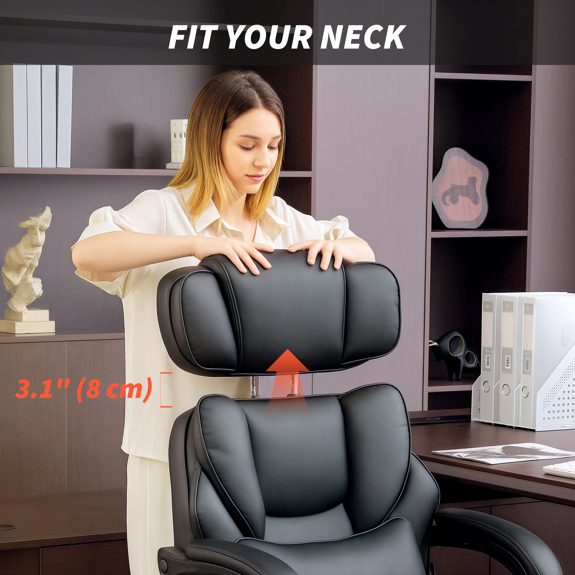 Reclining PU Leather Office Chair with Footrest - Black-Office Products > Office Furniture > Office Chairs > Executive & Manager Chairs-DECOROLALA