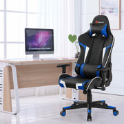 Reclining Swivel Massage Gaming Chair with Lumbar Support-Blue-Gaming Chairs-DECOROLALA