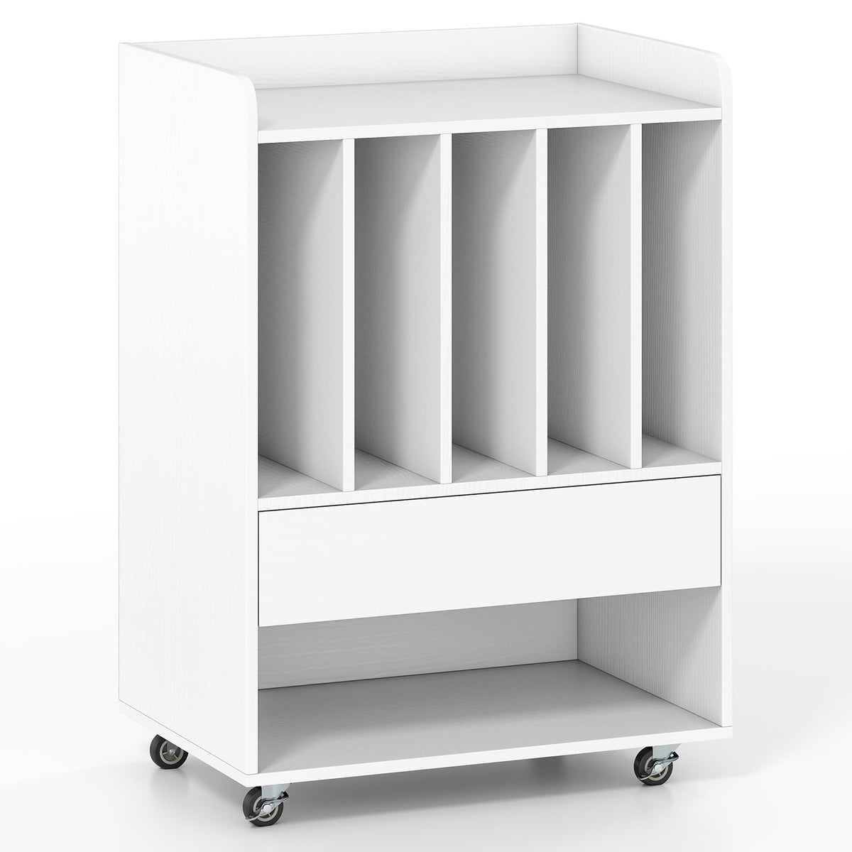 Record Player Stand Turntable Stand with Drawer and Record Holder-White-Storage Cabinets & Chests-DECOROLALA