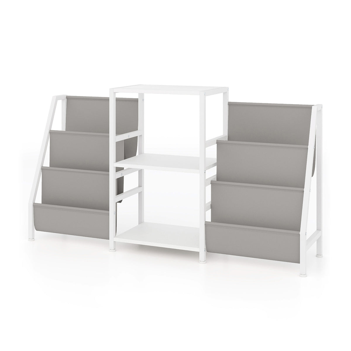 Record Player Stand for up to 200 Albums Turntable Display Stand with 3 Shelves-White-End & Side Tables-DECOROLALA