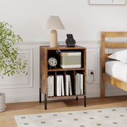 Record Player Stand with Record Storage Shelf and Charging Station-Coffee-End & Side Tables-DECOROLALA