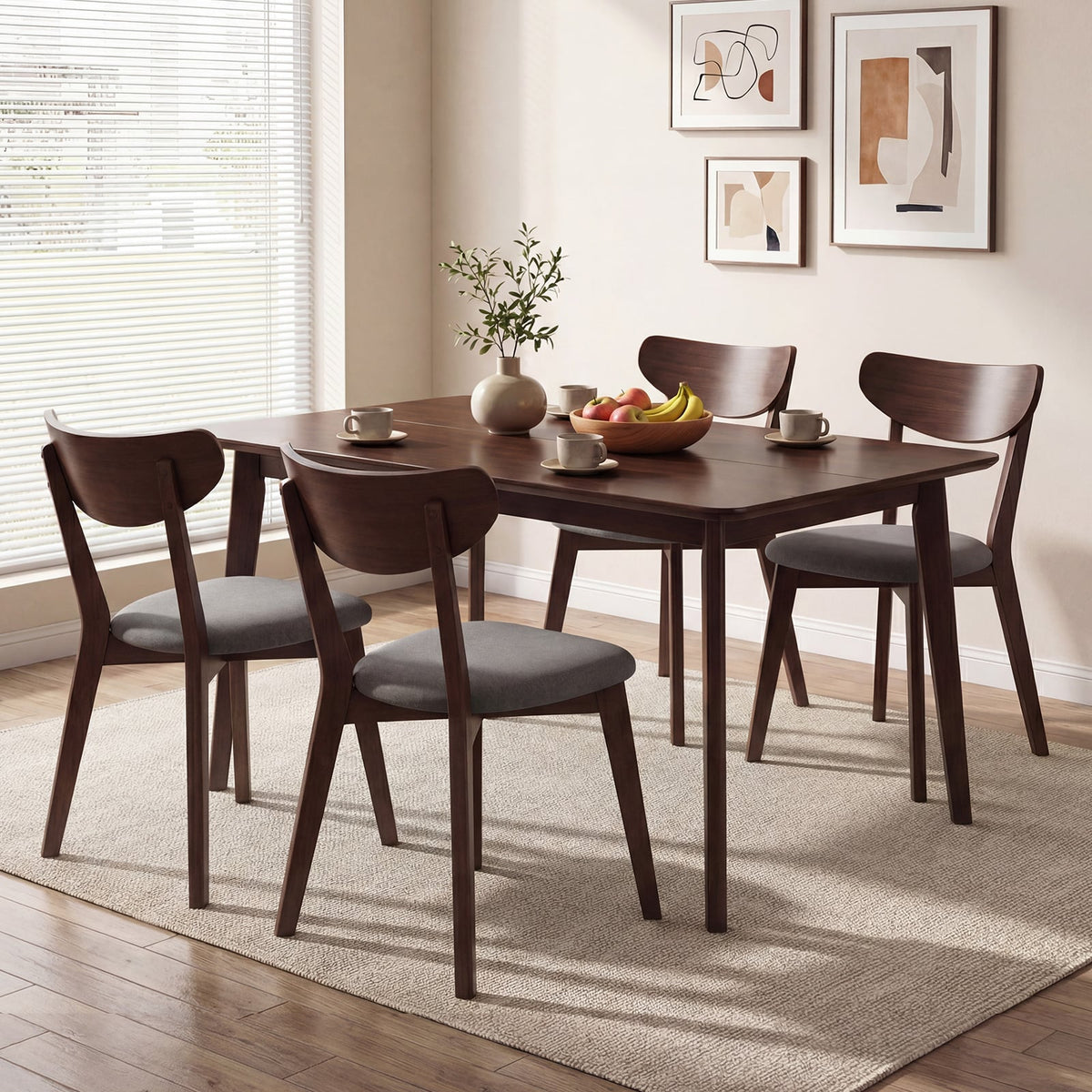 Rectangle Dining Table for 4-6 People 47" Kitchen Table-Walnut-Dining Tables-DECOROLALA