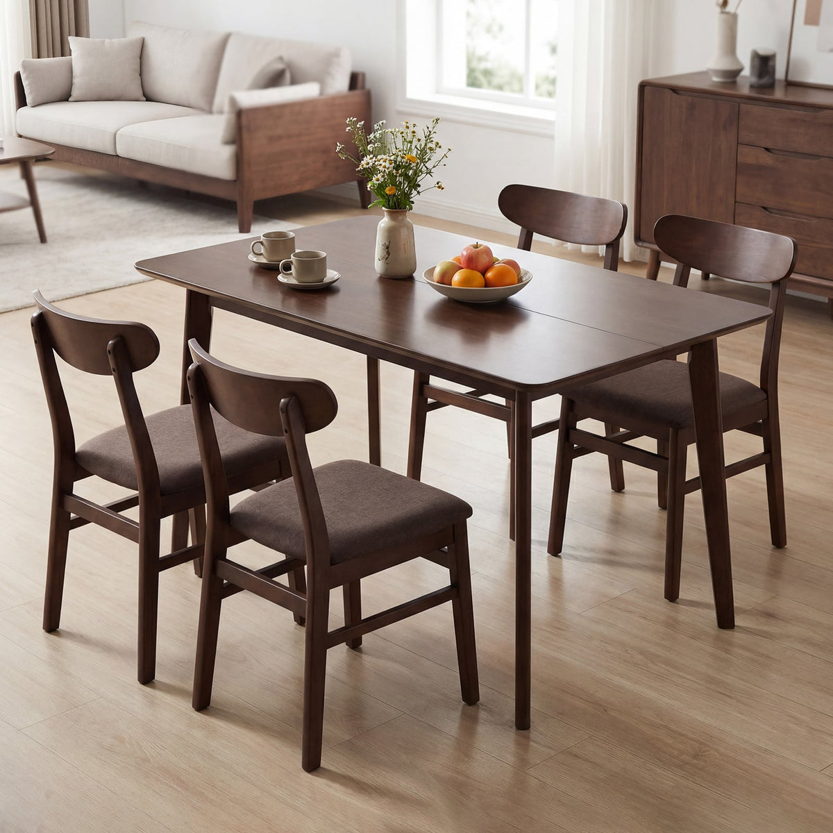 Rectangle Dining Table for 4-6 People 47" Kitchen Table-Walnut-Dining Tables-DECOROLALA
