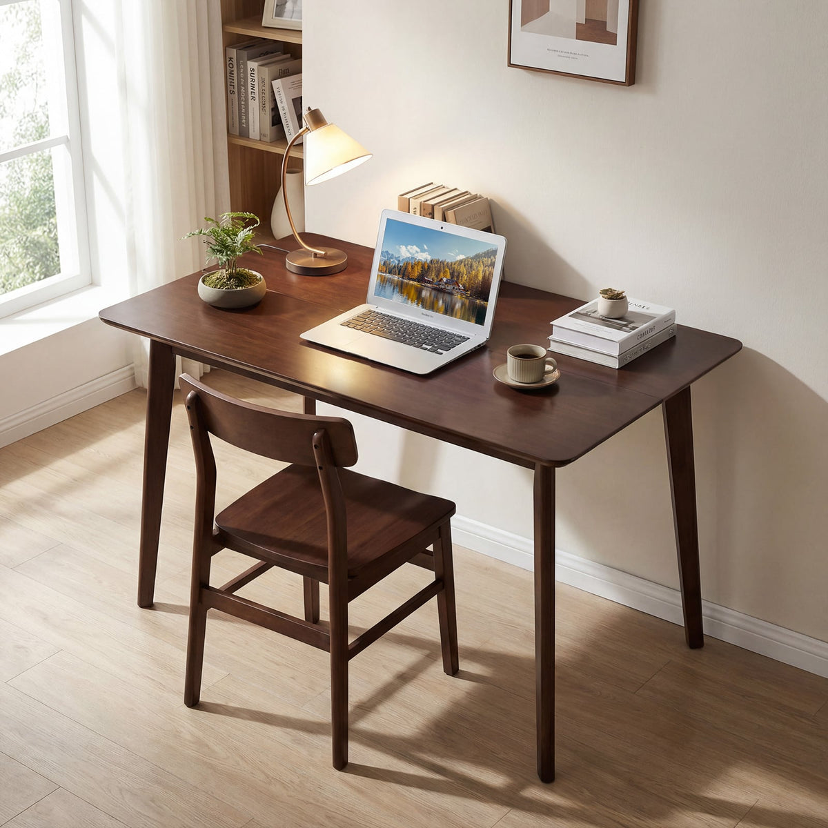 Rectangle Dining Table for 4-6 People 47" Kitchen Table-Walnut-Dining Tables-DECOROLALA
