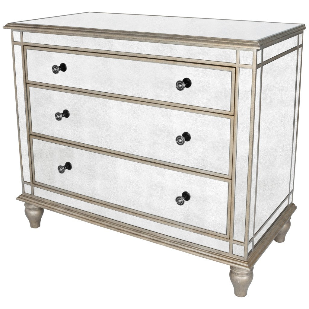 Rectangle Mirrored Three Drawer Console Storage Chest-Dressers-DECOROLALA